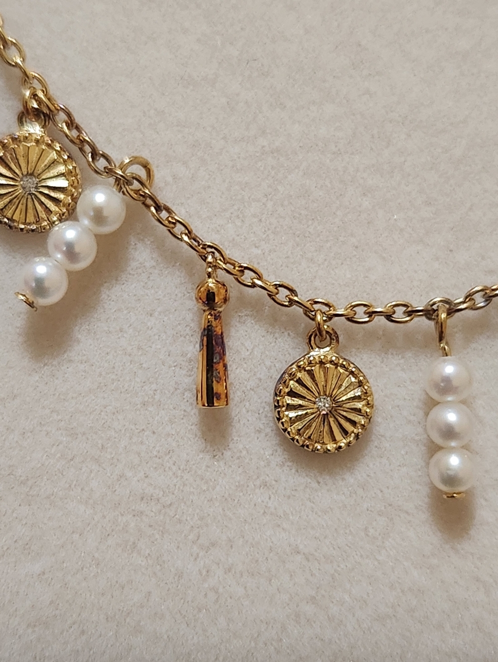 Awe 14k Gold Over Sterling Silver DIAMOND AND PEARL DANGLE NECKLACE - Picture 6 of 7